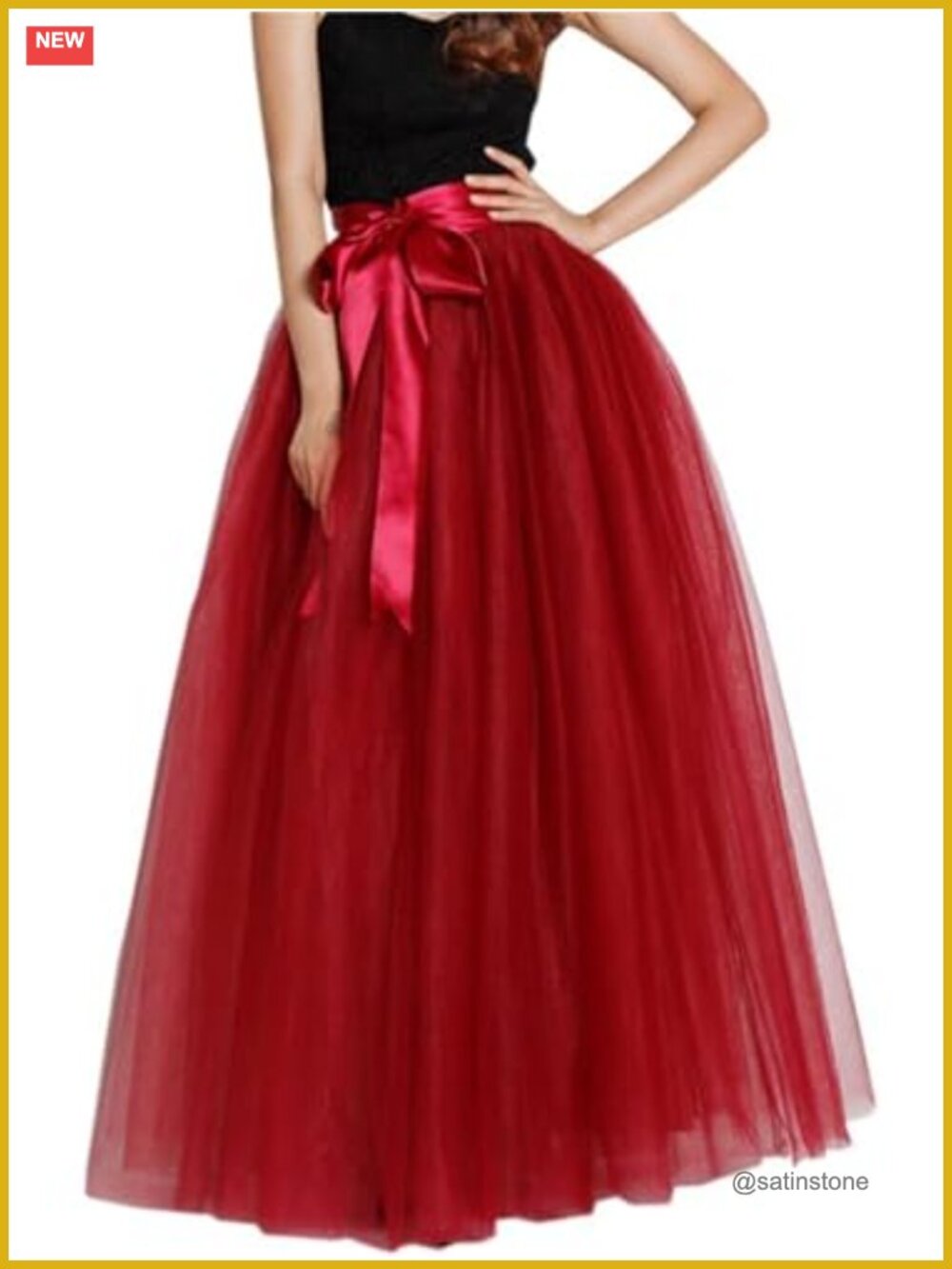 Women's Long Tutu Tulle Party Evening Skirt Adjustable Waist